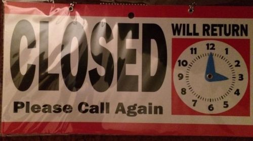 Open Closed Store Hanging Sign Horizontal Banner W Moveable Time Hands