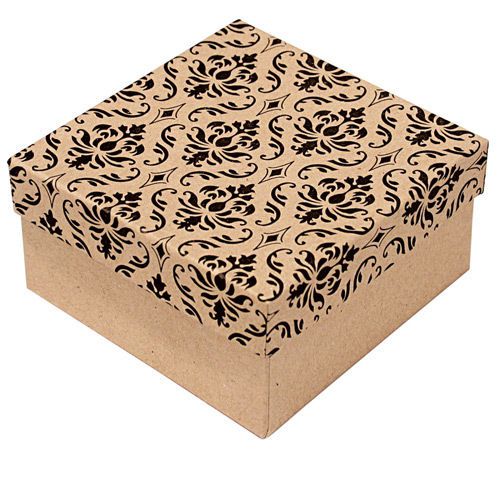 LOT OF 6 DAMASK COTTON FILLED BOXES JEWELRY GIFT BOXES WATCH GIFT BOXES 2&#034; HIGH