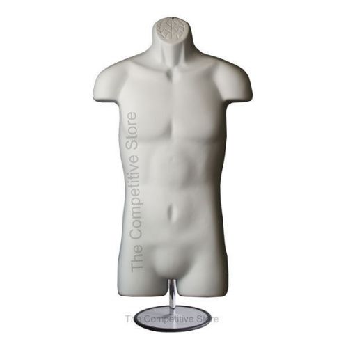 Male Mannequin White Dress Forms (Hip Long) With Base - For Small &amp; Medium Sizes