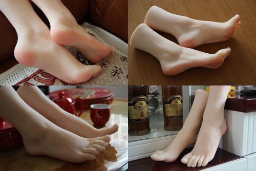 1 Pair silicone Lifelike Female mannequin foot display shoes and socks size35-36