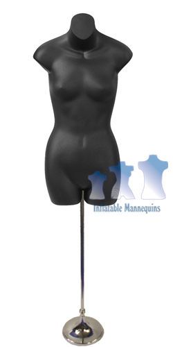 Female 3/4 form, Black and Tall Adjustable Mannequin Stand with 8&#034; Trumpet Base