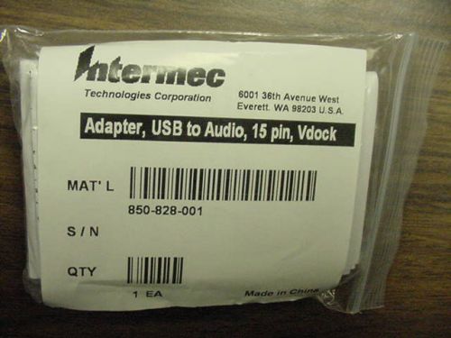 Intermec USB to Audio 15-pin Vehicle Dock Adapter, 850-828-001. &gt;I2
