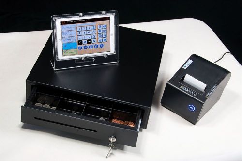 Apple pos w cash drawer printer for cafeteria, restaurant, delivery service for sale