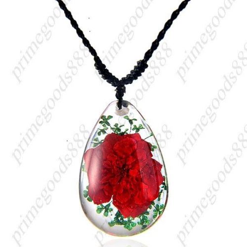 Deal Crystal Amber Necklace Neck Chain Rose Pendants Jewelry Small Free Shipping