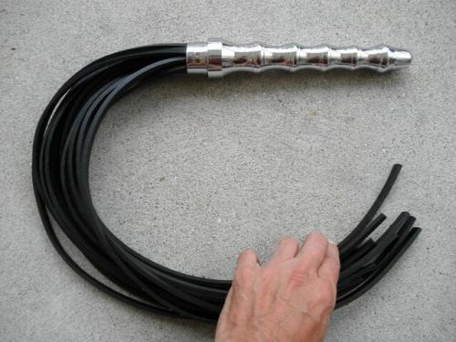 NEW HEAVY DUTY Leather Flogger 15 TAILS Metal BEADED Handle - HORSE TRAINER