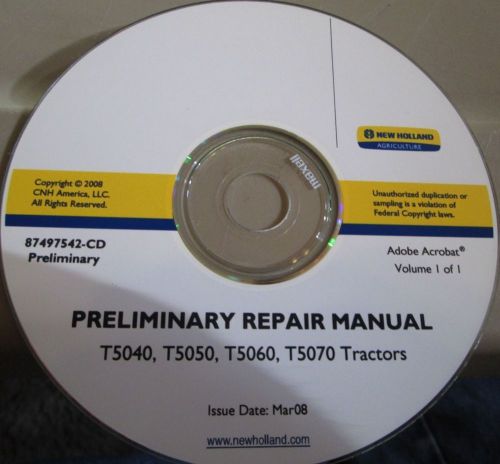 New Holland Repair Manual CD for TD5040, TD5050,5070  Tractors