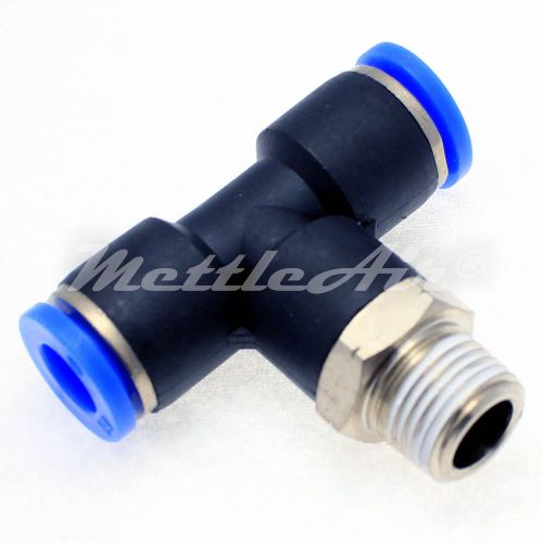 One Touch Push In To Connect Male Branch T Fitting 1/2 OD x1/2 NPT MettleAir
