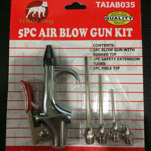 New 5 pc Blow Gun Air Compressor Tool Kit Inflation Needle Nozzle Gun Kit Blower