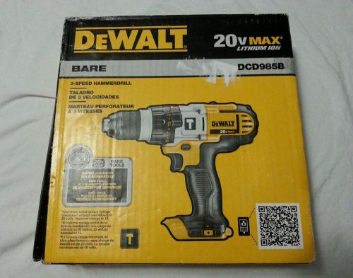 New Dewalt DCD985 20V / 1/2&#034; Hammer Drill Lit-ion 20 Volt MAX + FREE BATTERY