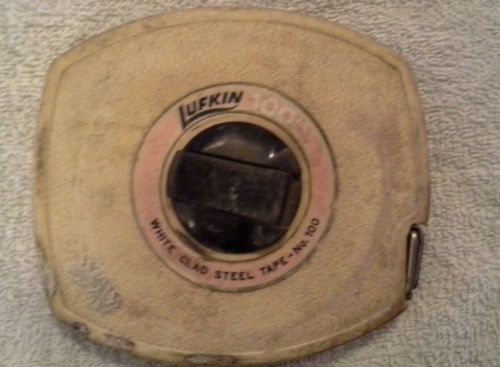 Rare lufkin white clad steel tape 100 foot tape measure for sale