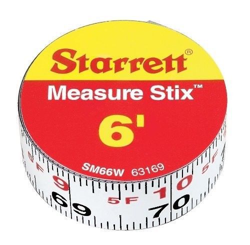 Starrett Measure Stix SM66W Steel White Measure Tape with Adhesive Backing  Engl
