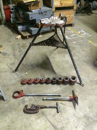 Ridgid pipe stand, 12r set, reamer, cutter, and holder lot for sale