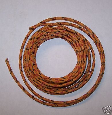Cloth Covered Primary Wire  Orange with Red and Black Tracers 14 gauge 5 feet