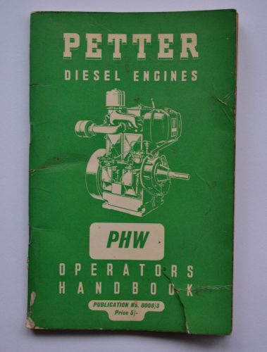 PETTER DIESEL ENGINES PHW Operators Handbook