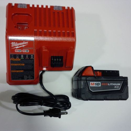 New genuine milwaukee 18v 48-11-1828 m18 li-ion 3.0 battery, charger 48-59-1812 for sale