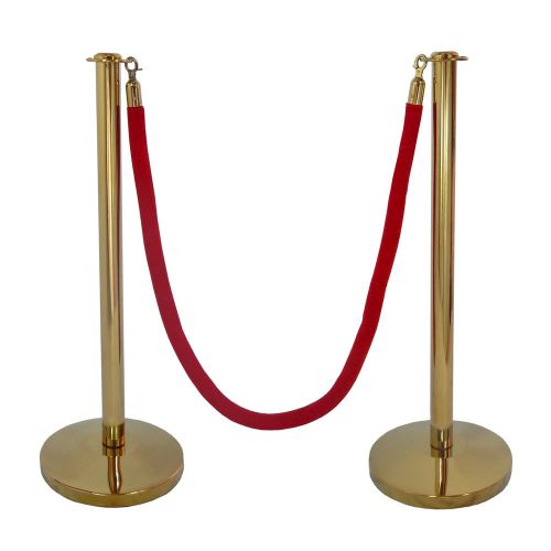 TRADITION ROPE STANCHION SET, 2 FLAT POSTS IN GOLD S.S &amp; 1 ROPE, DOMED BASE
