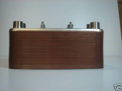 70 Plate Brazed Heat Exchanger, 5&#034; x 12&#034;, 1-1/4&#034; MNPT ports, SS316L