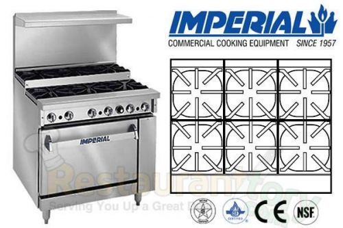 IMPERIAL COMMERCIAL RESTAURANT RANGE 36&#034; STEP UP W/ 1 OVEN NATURAL GAS IR-6-SU