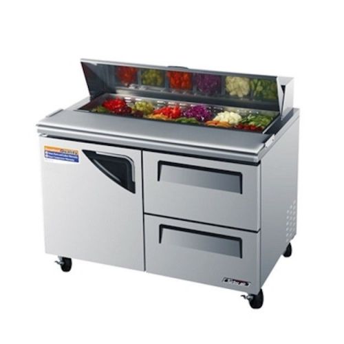 New turbo air 48&#034; super deluxe stainless steel sandwich &amp; salad prep! 2 drawers! for sale