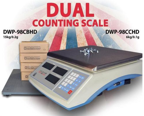 Digiweigh dwp-98cbhd dual counting scale,15 kgx0.2 gram, plate size 11.5&#034;x9&#034;,new for sale