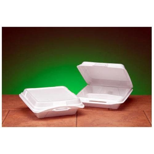 Foam Hinged Carryout Container with 3 Compartment in White