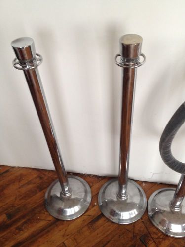 Three metal chrome stanchions, crowd control, used but in great condition! for sale