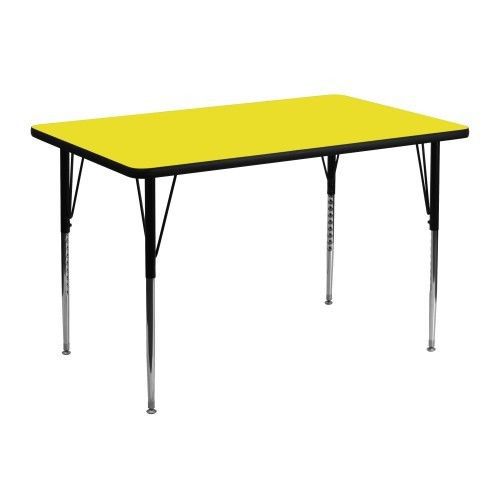 Flash furniture xu-a3048-rec-yel-h-a-gg 30&#034; x 48&#034; rectangular activity table, hi for sale