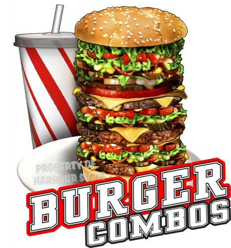 Burger Combos Decal 14&#034; Burgers Food Truck Restaurant Concession Vinyl Sticker