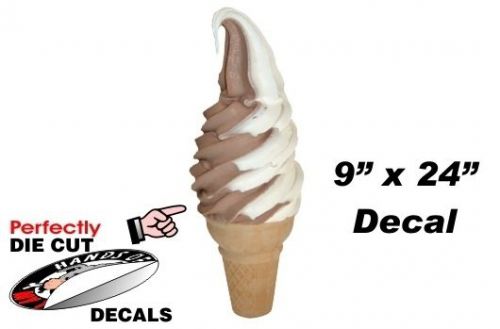 Huge soft serve twist cone 9&#039;&#039;x24&#039;&#039; decal for ice cream truck - parlor cart menu for sale