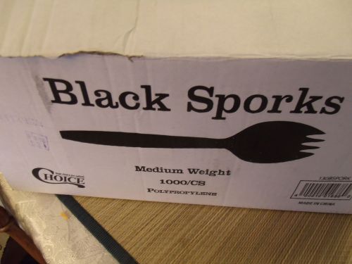 Medium-Weight Black Plastic Sporks, Case of 600+