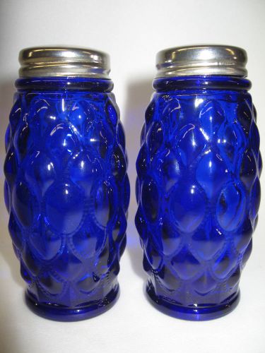 pair of Cobalt Blue glass salt and pepper shakers set castor art deco elizabeth