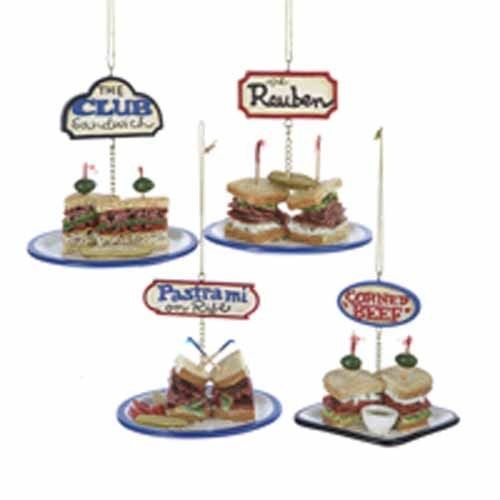 3.5&#034; RESIN DELI SANDWICH ORNAMENT - SET OF 4