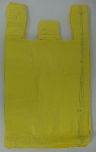 100 Qty. Yellow Plastic T-Shirt Retail Shopping Bags w/ Handles 11.5&#034; x 6&#034; x 21&#034;