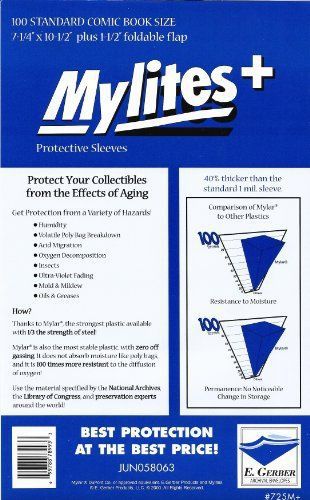 Mylites+ Standard Comic Book Mylar Sleeves 7 1/4&#034; x 10 1/2&#034; Plus 1 1/2&#034; Flap