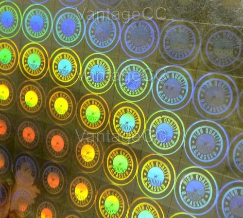 1008x Hologram &#034;High Quality Q.C. Passed&#034; NUMBERED Stickers 12mm Square Labels