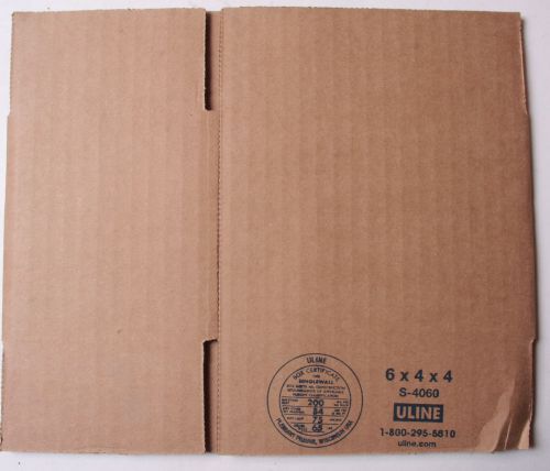 (2) 6x4x4&#034; box - corrugated uline s-4060 singlewall 200/84/75/65 mailing - new for sale
