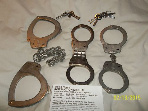 3 items-smith &amp; wesson m1900 leg irons/m300 handcuffs/m100 restraint chain cuffs for sale