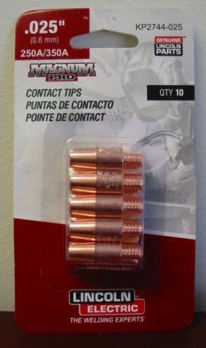 Lincoln electric magnum pro contact tips .025&#034; 250a/350a - qty10 - kp2744-025 for sale