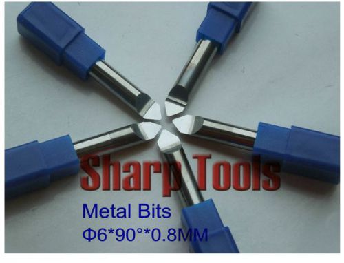 5pcs metal fine carving cu, al, steel, router bits milling cutter 90° 0.8mm for sale