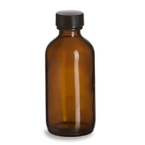 72 Pcs - 4 oz Boston Round AMBER Bottle (120 ml) with Cap