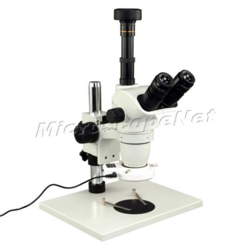 6.7X-45X Zoom Stereo Trinocular Microscope+54 LED Ring Light+1.3MP Camera