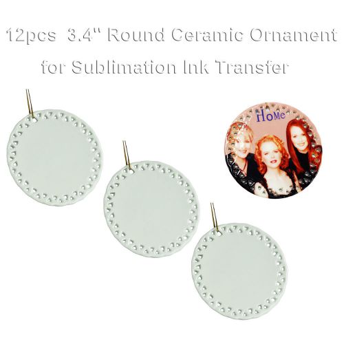 12pcs Sublimation Transfer Round Ceramic Ornaments For Christmas Tree Decoration