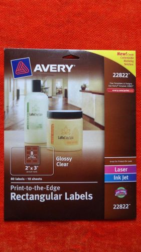 Avery Print-to-the-Edge Clear Rectangular Labels Glossy 2&#034; x 3&#034; 80PK  22822