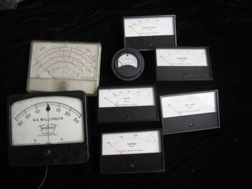 8 Assorted Size Panel Meters Most Square Tripolett Roller-Smith Accurate Berkely