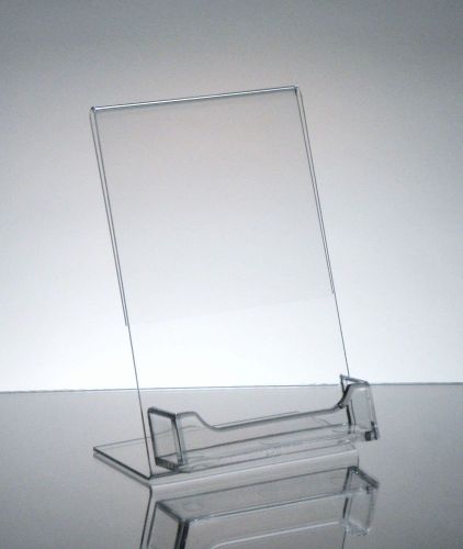 6 Acrylic 5&#034;x 7&#034; Slanted Picture Frame with Attached Business Card Holder