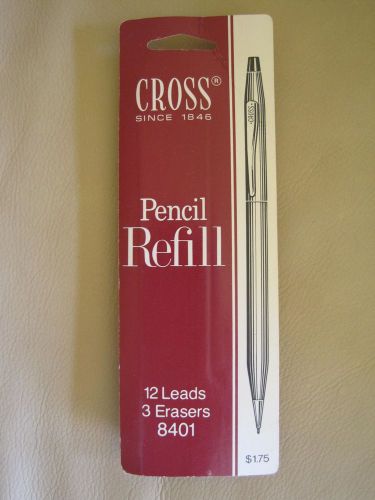Cross Pencil Refill 12 Leads 3 Erasers # 8401 New Old Stock .9mm