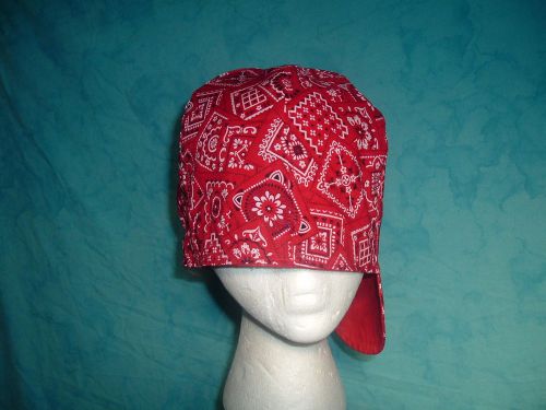 RED PAISLEY REVERSABLE  WELDING CAP 6010 BRAND MADE IN USA
