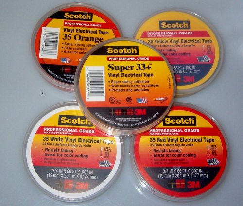 5 rolls of different color 3M Scotch Vinyl Electrical Tape