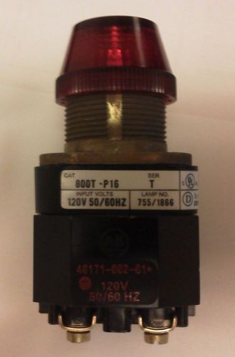 Allen Bradley, 800T-P16, Pilot Light, Red Indicator, 120V