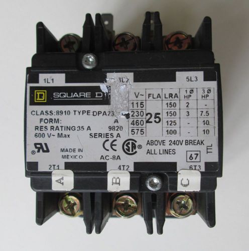 Definite purpose control contactor  35 amp class 8910 type dpa23 for sale
